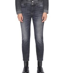Frame Le High Straight Jeans Size 32 High Rise Black Oak Stretch Denim
